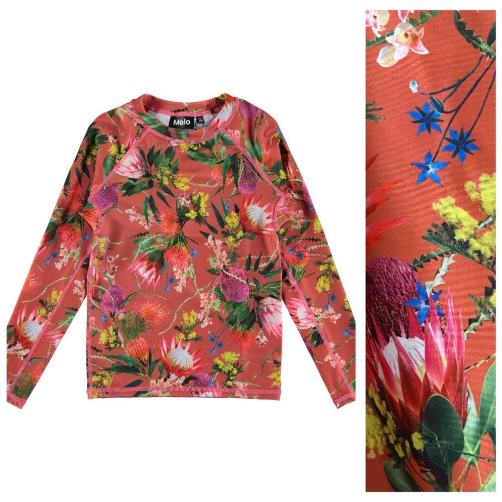 Molo Neptune Long Sleeve UV Rashguard Colorful Australian Flowers Print 6